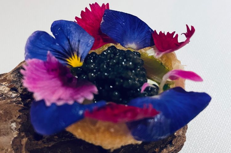 Tartelletta di sarde e caviale, uno dei benvenuti di Agostino Iacobucci