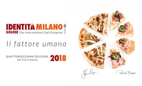 La pizza simbolo di Identità Golose 2018, realizzata metà da Renato Bosco, metà da Franco Pepe
