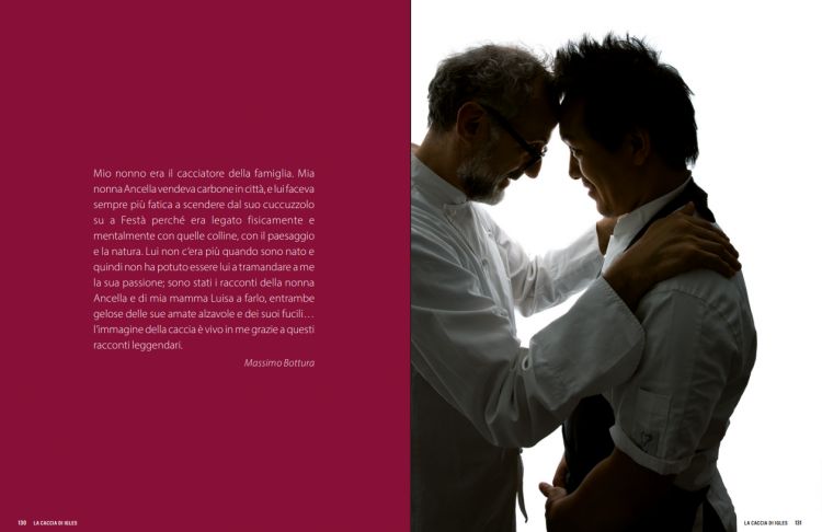 Massimo Bottura fotografato da Davide Dutto con l'allora sous chef dell'Osteria Francescana, Takahiko Kondo
