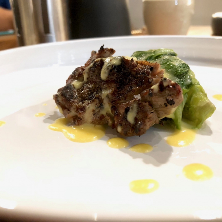 Agnello, zabaione d’uovo e limone, scarola. Fin troppo sinto sugli aromi