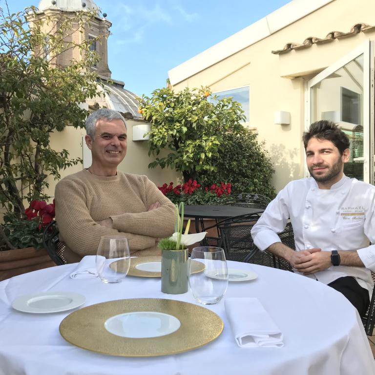 Pietro Leemann ed Ettore Moliteo sulla terrazza de