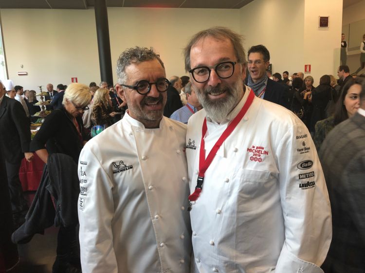 Mauro Uliassi e Norbert Niederkofler, rispettivamente chef del decimo e nono ristorante con 3 stelle Michelin
