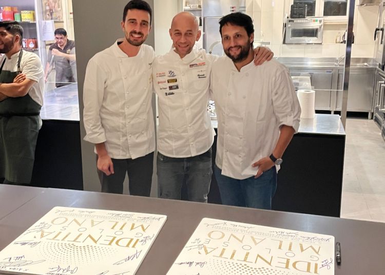 Edoardo Traverso, executive chef di Identità Golose Milano, con Camanini e Pesaque
