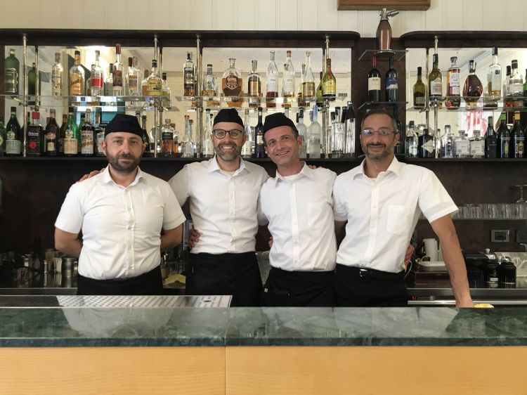 The smiles at Caffè Sicilia: Davide, Alessio, Saro and Vincenzo
