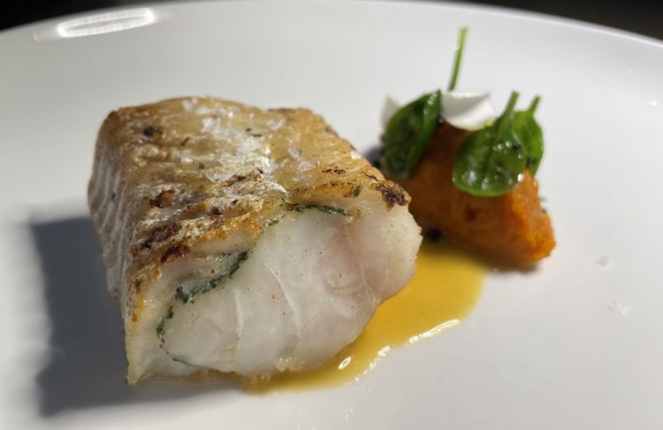 Merluzzo, maracuja, zucca brasata