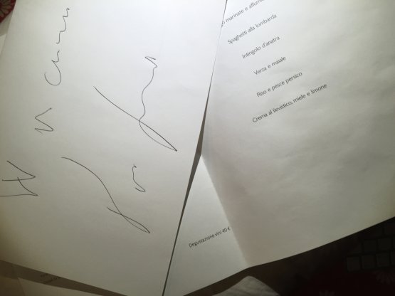 The last menu signed by Lopriore: "W la cucina"