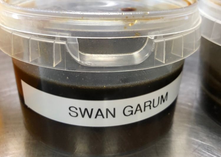 Swan garum at Noma. Garum – the result of so-called secondary fermentations, a mix of koji and animal proteins – was already analysed inApicius’s "De re coquinaria" a book from 2 thousand years ago
