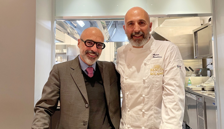 il dott. Paolo Daperno, direttore generale di Zafferano 3 Cuochi e lo chef responsabile della proposta gastronomica di Identità Golose Milano Andrea Ribaldone
