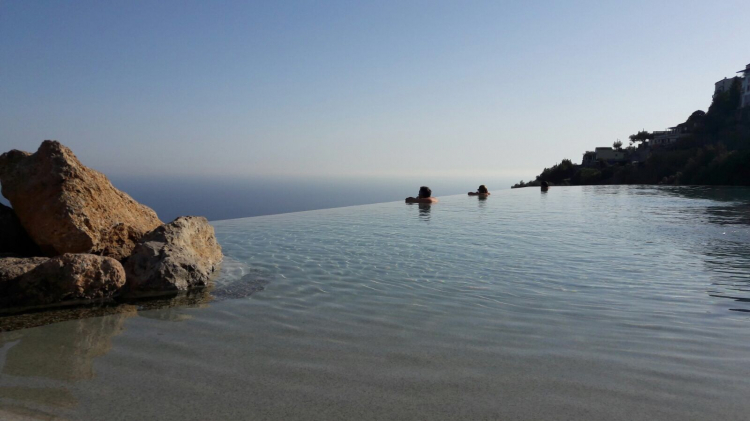 The infinity swimming pool at Monastero, overlooking the Amalfi Coast
