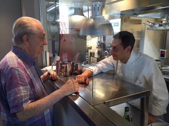 Marchesi greets his “heir” at Albereta, Fabio Abbattista, at Identità Expo