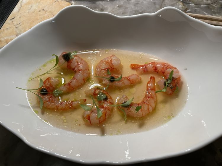 Amaebi Yuzu Kosho - Gamberi rossi, acqua di pomodoro e yuzu kosho