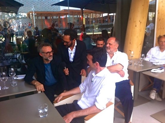Massimo Bottura, Federico Quaranta, il ministro Martina, Christian Costardi, Paolo Marchi e Moreno Cedroni