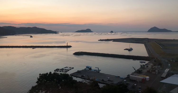 La vista dall'hotel Takahiraya di Nobeoka, ne