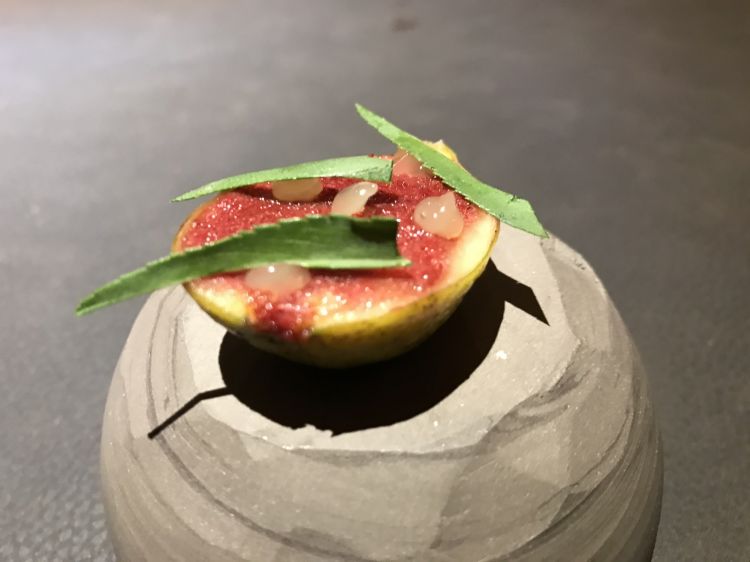 Fico ripieno di gelato ai frutti di bosco e fichi
