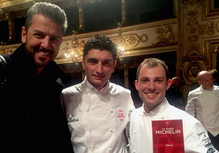 Between Andrea Berton and Raffaele Lenzi, chef at Berton al Lago, new-star, there’s Andrea Aprea of Vun at Park Hyatt, promoted to a second star
