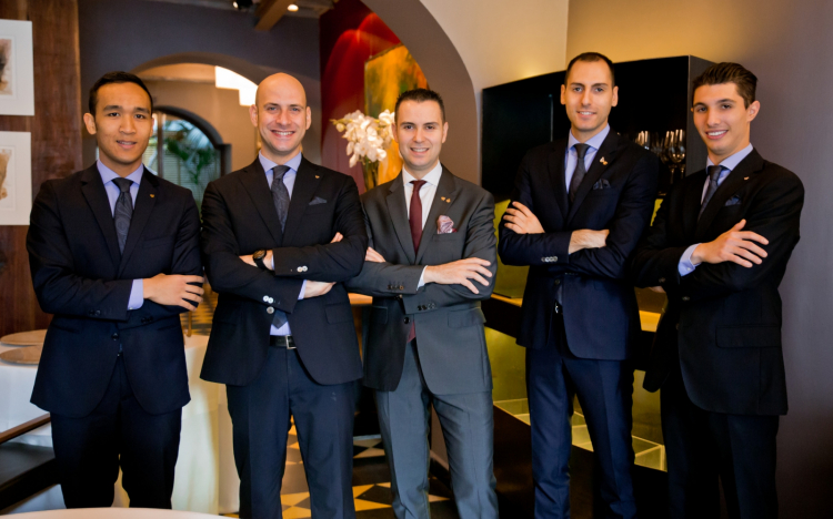 Il miglior servizio 2016 per chi scrive è quello de Il Pagliaccio orchestrato da Matteo Zappile. Nella foto, da sinistra, Carl Velasquez, Gianni Trani, Matteo Zappile, Luca Belleggia, Giovanni Allemanini (foto Aromicreativi)