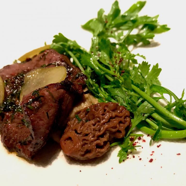 The extraordinary Heart of lamb from Thrace, morels, watercress, pomegranate vinegar, sumac, burnt butter, green lentils from Malkara
