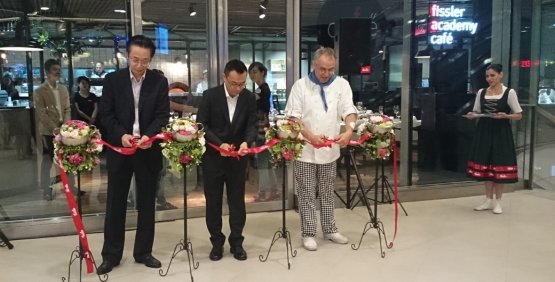 A solemn moment: the ribbon cutting ceremony