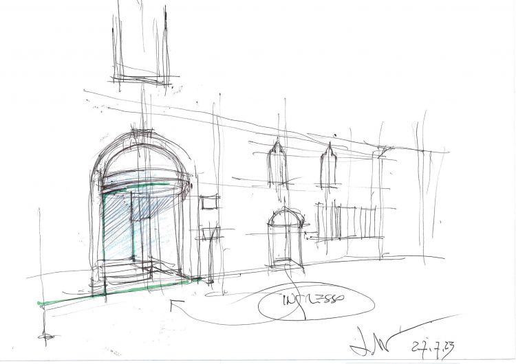 I progetti del nuovo ristorante: qui l'ingresso, sotto la sala