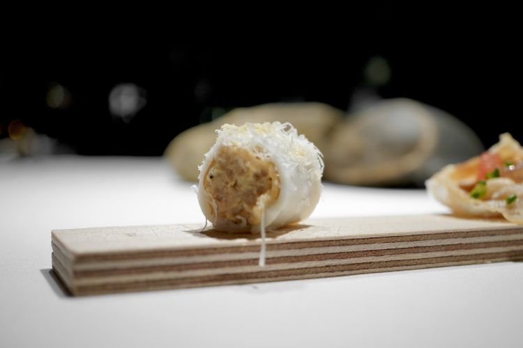 L'esordio del lungo percorso è a sua volta un percorso di cinque assaggi "in linea", ognuno dei quali rappresenta una tappa della storia del Celler. S'inizia con la versione "bonsai" di un piatto che omaggia il 1986, anno di apertura del ristorante, e che è stato poi attualizzato nel 2001, Cannellone di carne di pollo con foie gras, tartufo e Parmigiano
