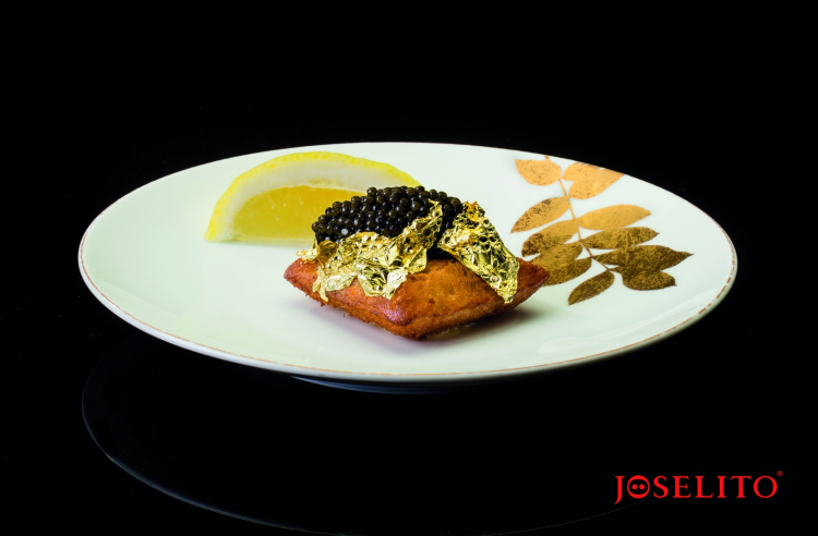 Cuscinetto di ostrica Belon, purèe di filetto di maiale Joselito e caviale oscietra, perfetta creazione e interpretazione di Yannick Alléno in chiave universo Joselito