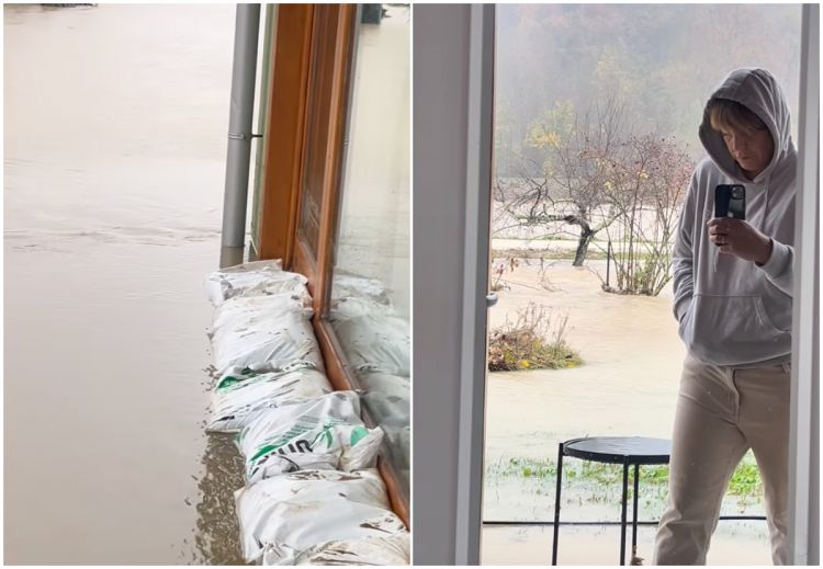 Antonia Klugmann mentre lotta con l'acqua che