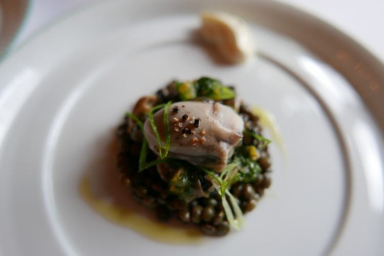 Lentils and oysters, one of the dishes presented d