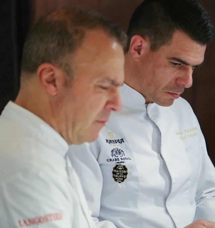 L'executive chef di Langosteria, Domenico Soranno, col collega di Caviar Kaspia, Xavier Caussade
