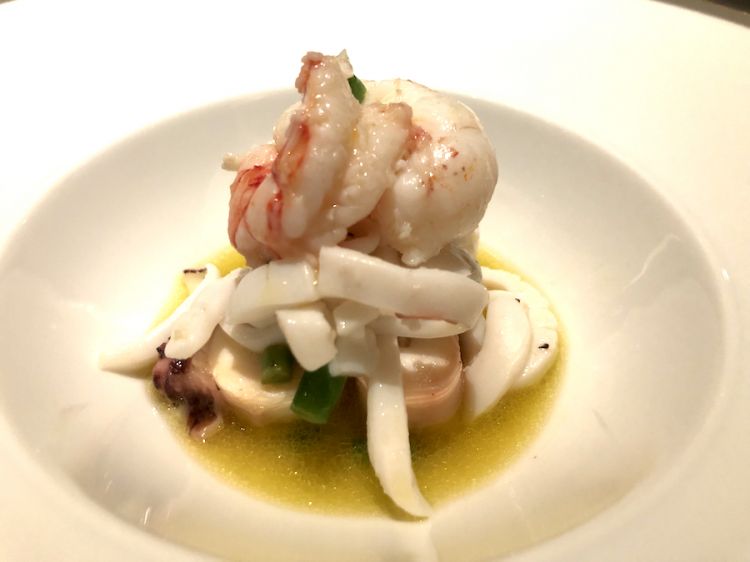 In the menu the dish called Tiepido di mare, which is an excellent seafood salad
