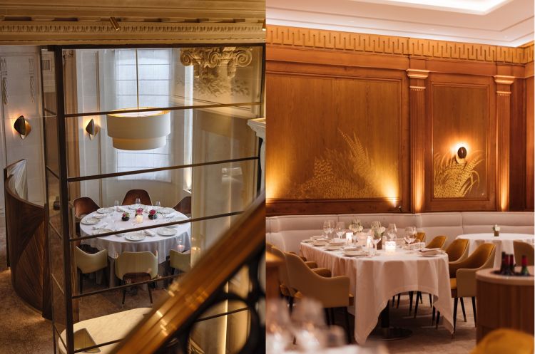Altre due viste del ristorante: ambienti classici, sale private, luci soffuse e tanto comfort (foto Arbès Production e Julie Limont)
