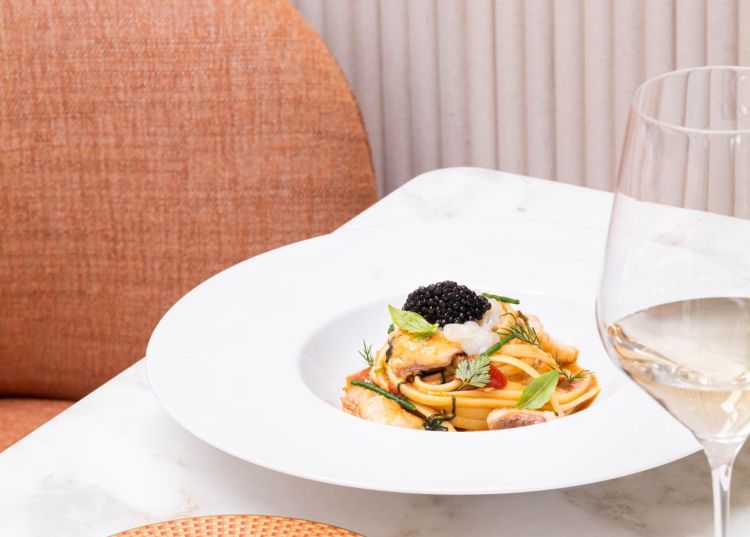 Linguine “Pastificio Gentile” allo scorfano, con polpa di granchio e caviale Calvisius Tradition Prestige