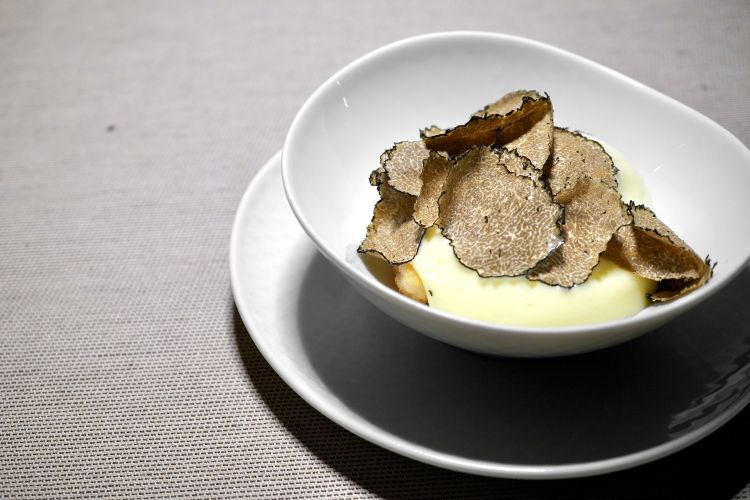 Cappuccino di scampi e tartufo, crema di patate: altro assaggio che dà gioia
