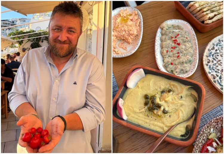 L'oste Loukas Katris e alcune bontà alla ta