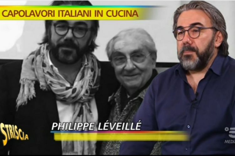 Gualtiero Marchesi stretto tra Philippe Léveillé e ancora Philippe Léveillé
