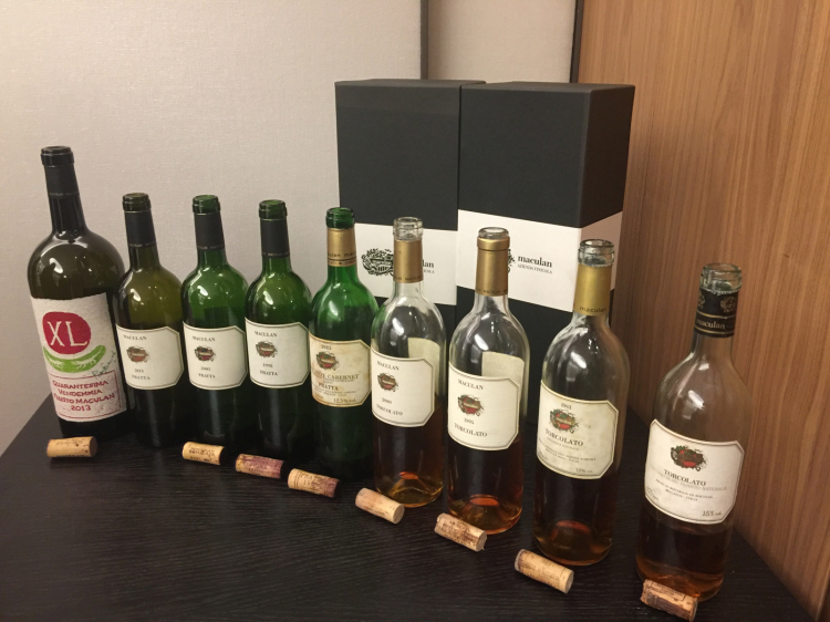Bottles of XL, Fratta and Torcolato tasted during the event in Milan
