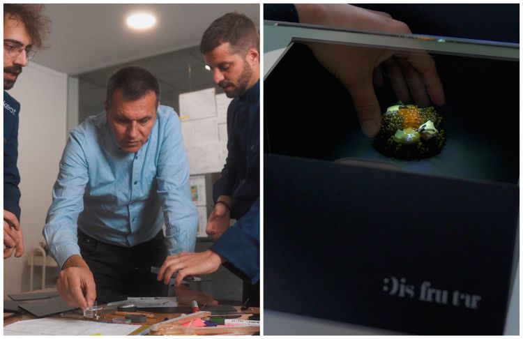 Al lavoro con Oriol Castro di Disfrutar, per la realizzazione del piatto Corallo di amaranto e della sua presentazione