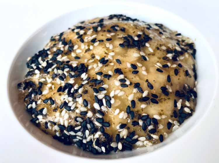 Riso al gò, pesto di alga nori e furikake