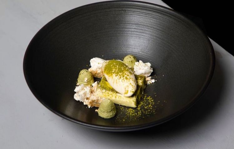 Dessert: Mambe, quinoa and citronella. Mambe, or ypadú, is a non-refined and non concentrated powder made with toasted coca leaves and ash of different plants
