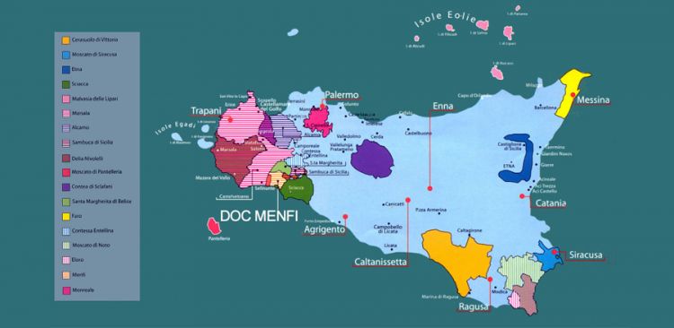 La mappa vitivinicola della Sicilia e il posizionamento di Menfi