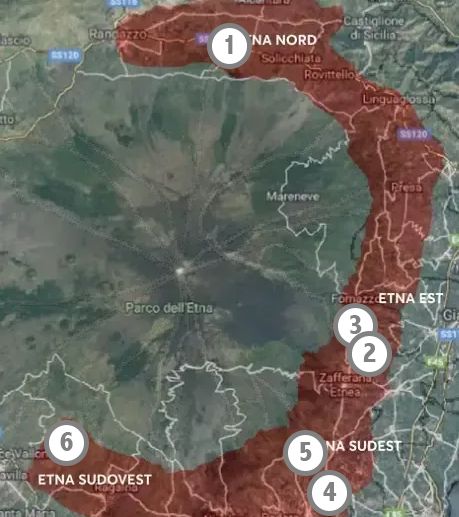 La "C rovesciata" e l'ubicazione dei vini assaggiati
