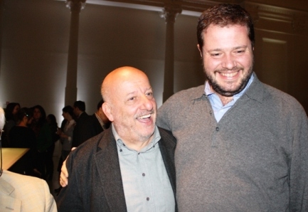Marco Bolasco (a destra) con il suo maestro Stefano Bonilli. Il libro è dedicato a lui e a Bob Noto
