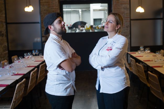 Roberta Esposito con lo chef Jacopo Manganello, o