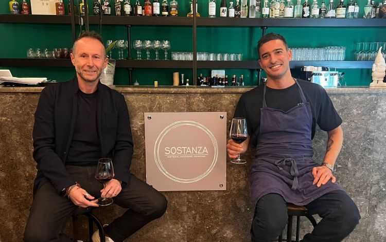 Marco Massaia, a destra, con Gabriele Amato, patr