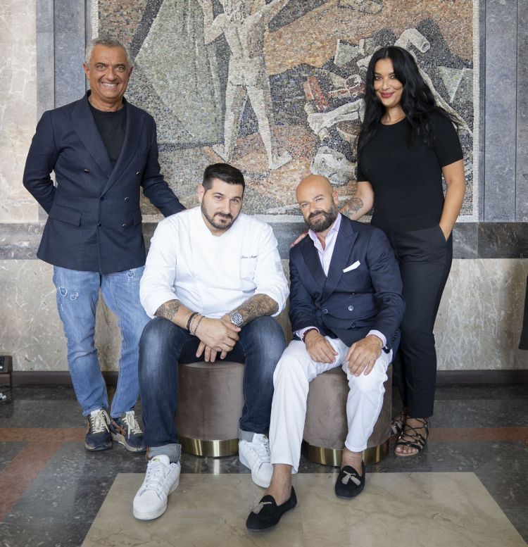 Magnani e Pompili tra patron Maurizio Bucci e Livia Dragomir