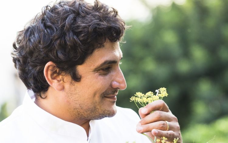 Mauro Colagreco in the vegetable garden of his re