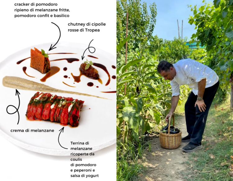 La melanzana in diverse consistenze con il suo fon
