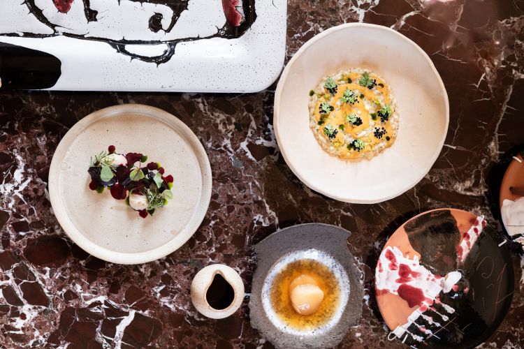 Alcuni piatti dal menu della cena firmata dallo chef Francesco Sodano del Ristorante Famiglia Rana, dal 7 al 13 aprile al timone del Temporary Bistrot&Restaurant allestito nello spazio di Nonostantemarras in Via Cola di Rienzo a Milano