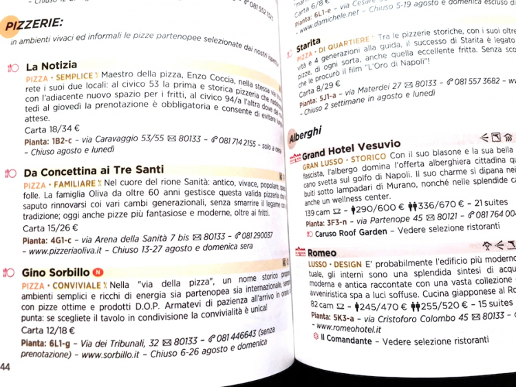 Pizzerias in the 2018 Michelin Guide in the pages dedicated to Naples
