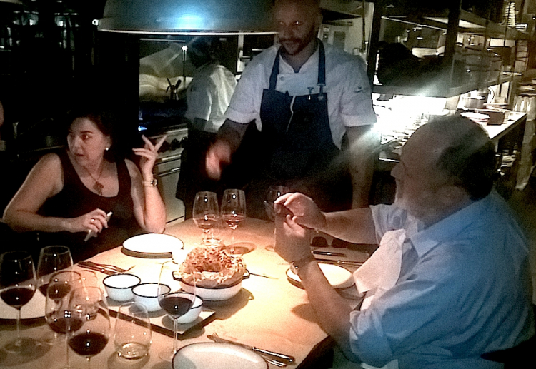 Dining at Mishiguene in December 2016 in Buenos Aires, with journalist Julia Perez Lozano and the restaurant’s chef Tomas Kalika
