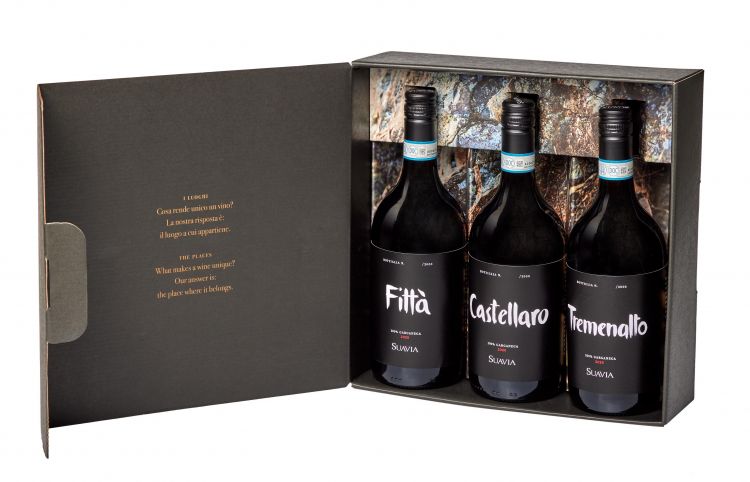 Il cofanetto dei Luoghi con i tre vini